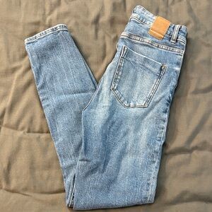 Zara Blue Denim Jeans with Brown Patch